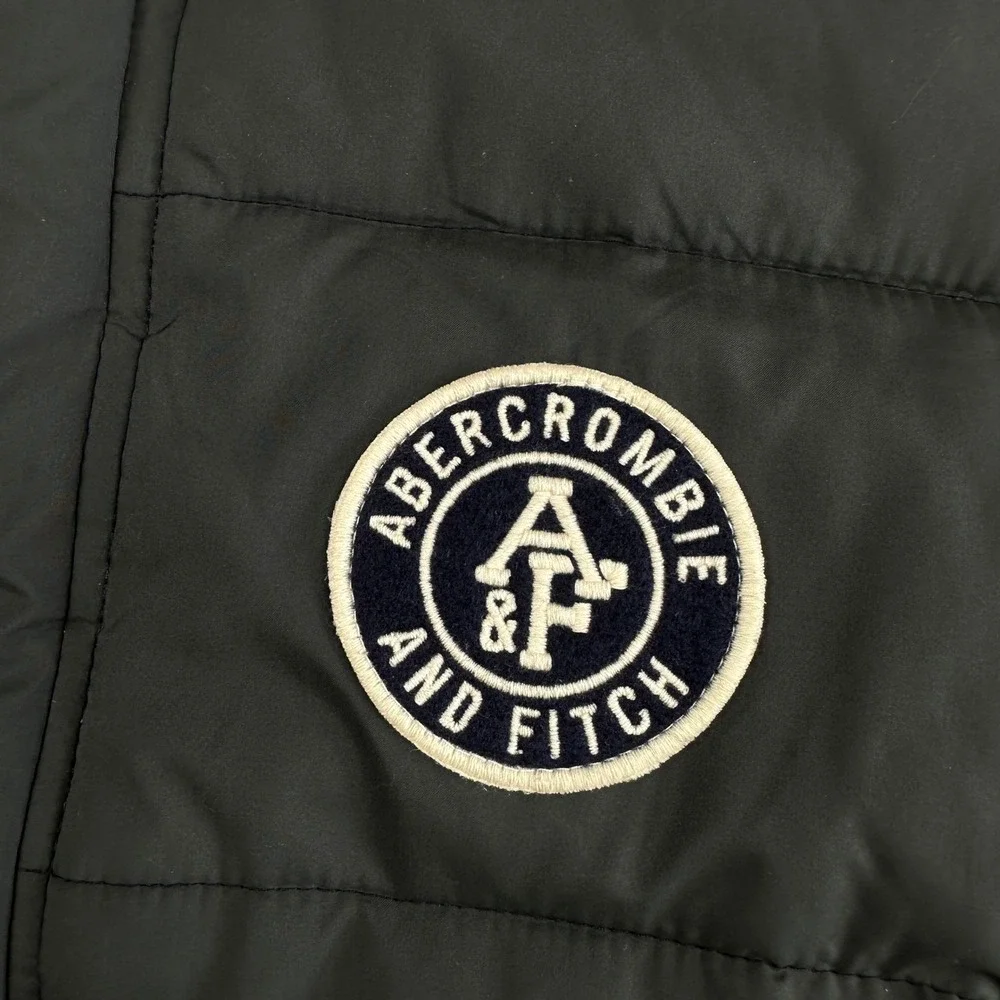 Abercrombie & Fitch Puffer Vest Mens XL Gray Quilted Fleece Lined Winter Jacket